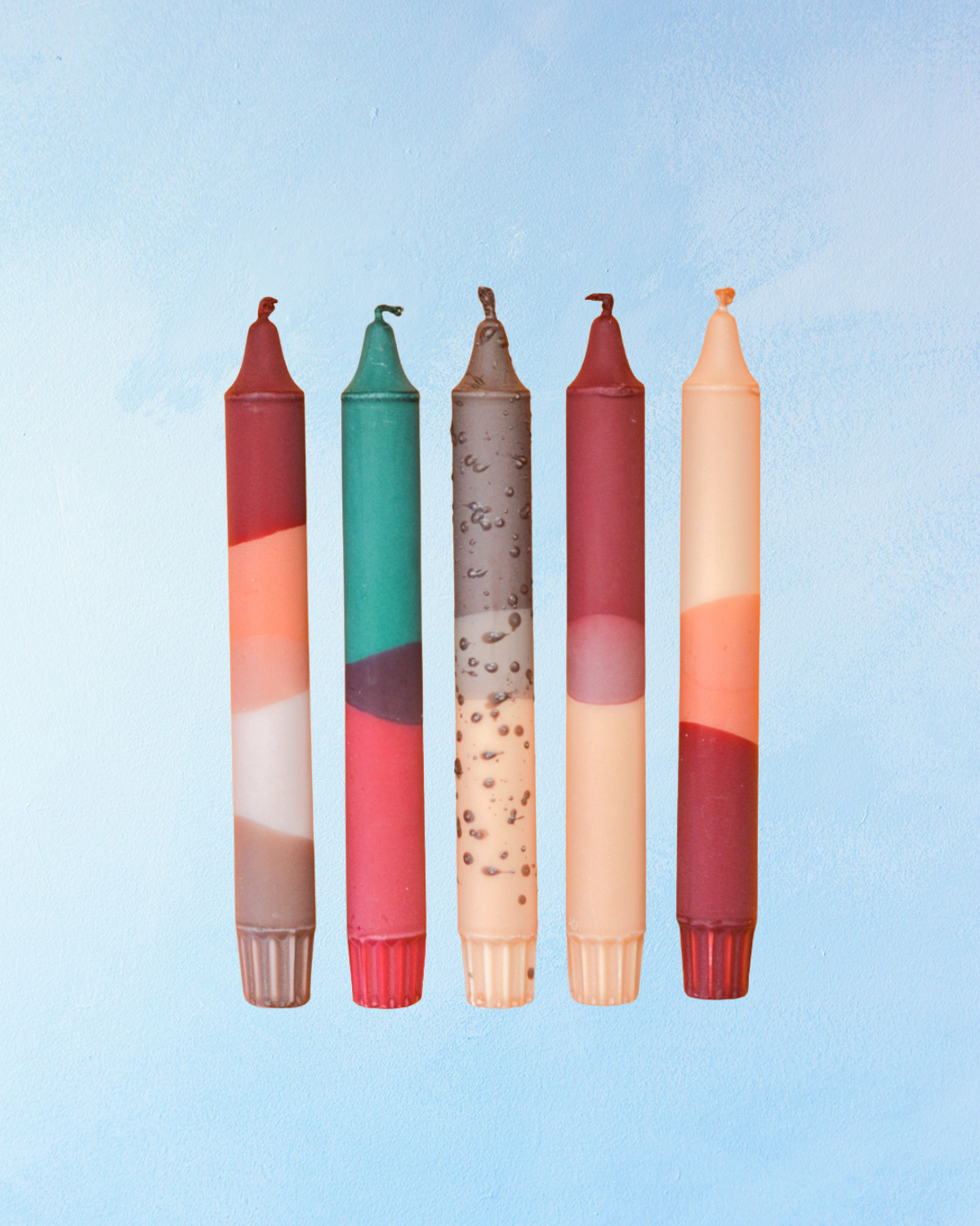 candle  - set of 5 tapers - cozy dipped