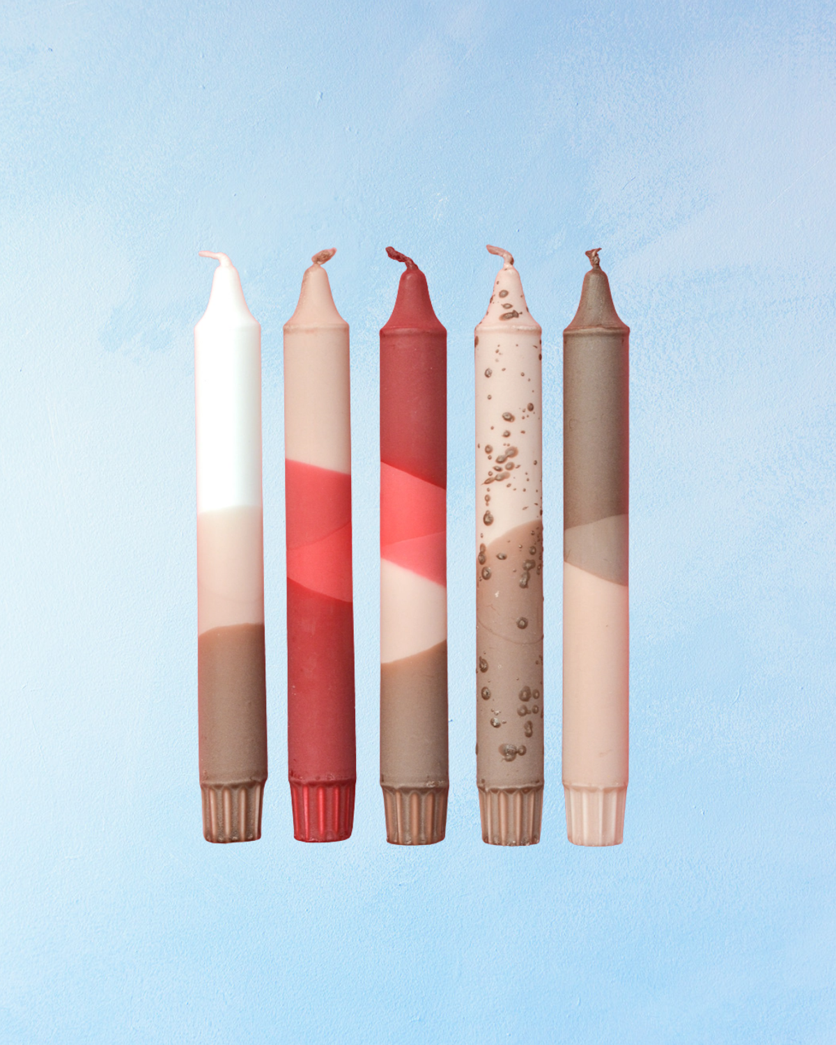 candle  - set of 5 tapers - deep dipped