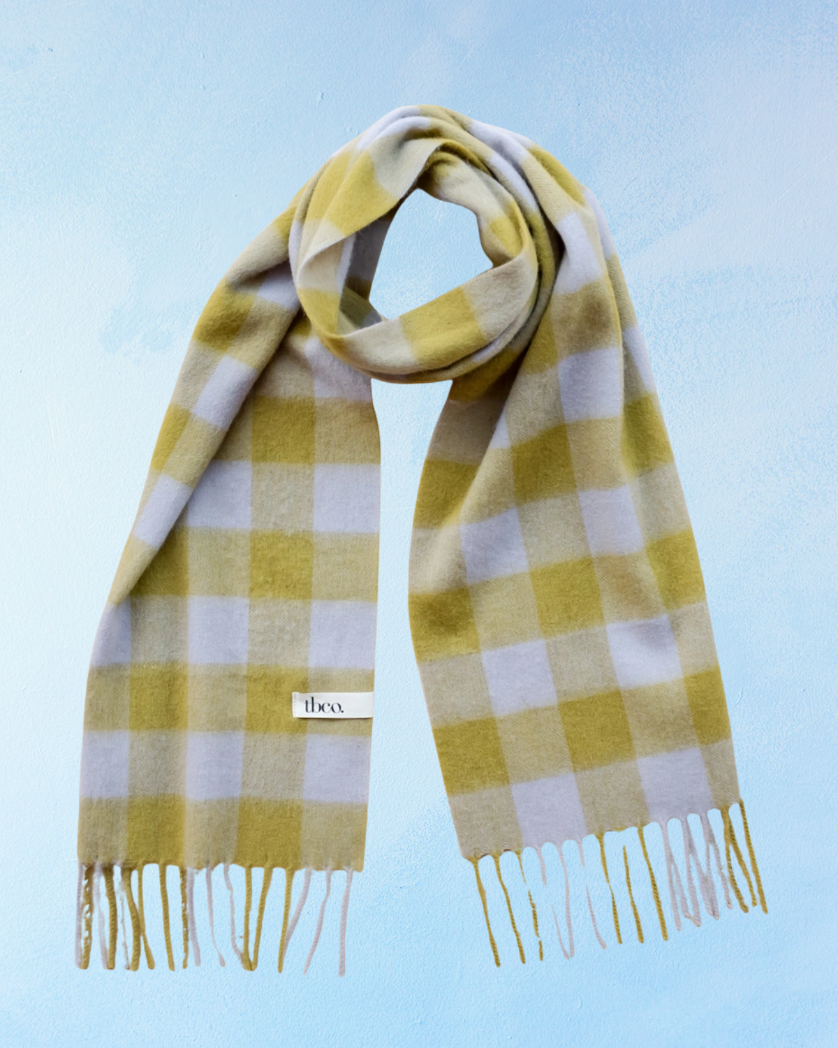 lambswool scarf - avocado gingham