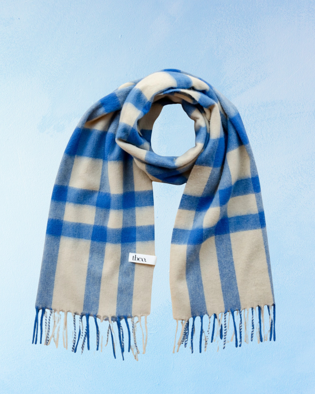 oversized lambswool scarf - blue check