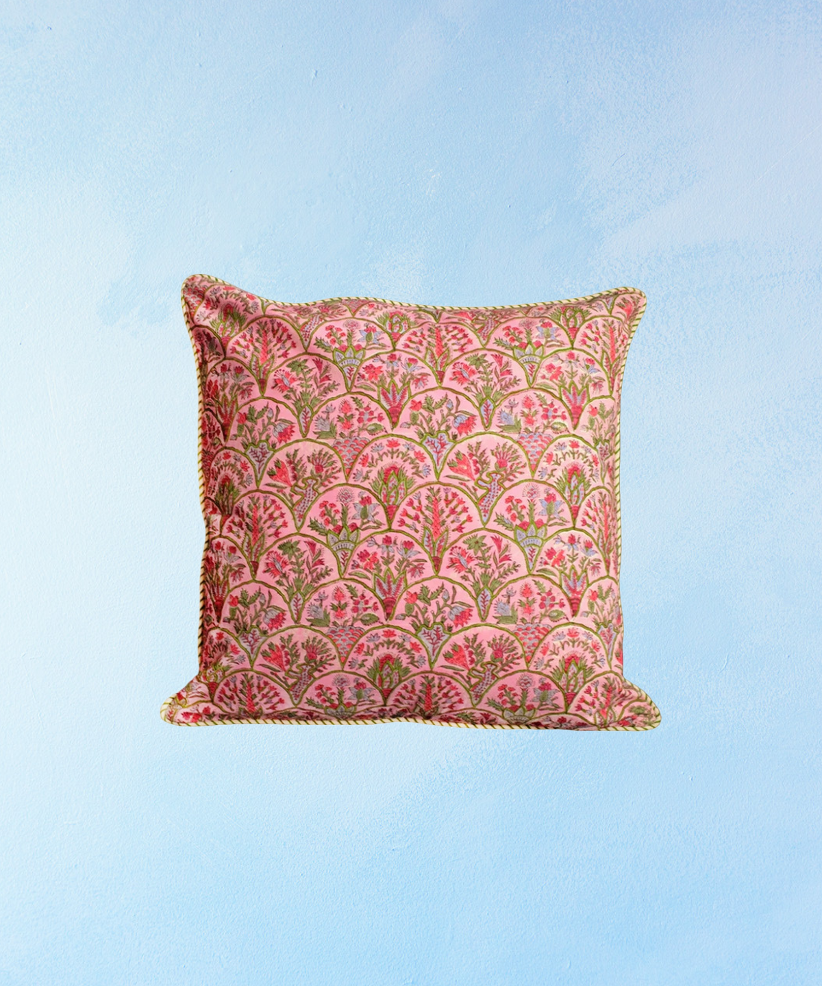 pillow - pink block-print reversible