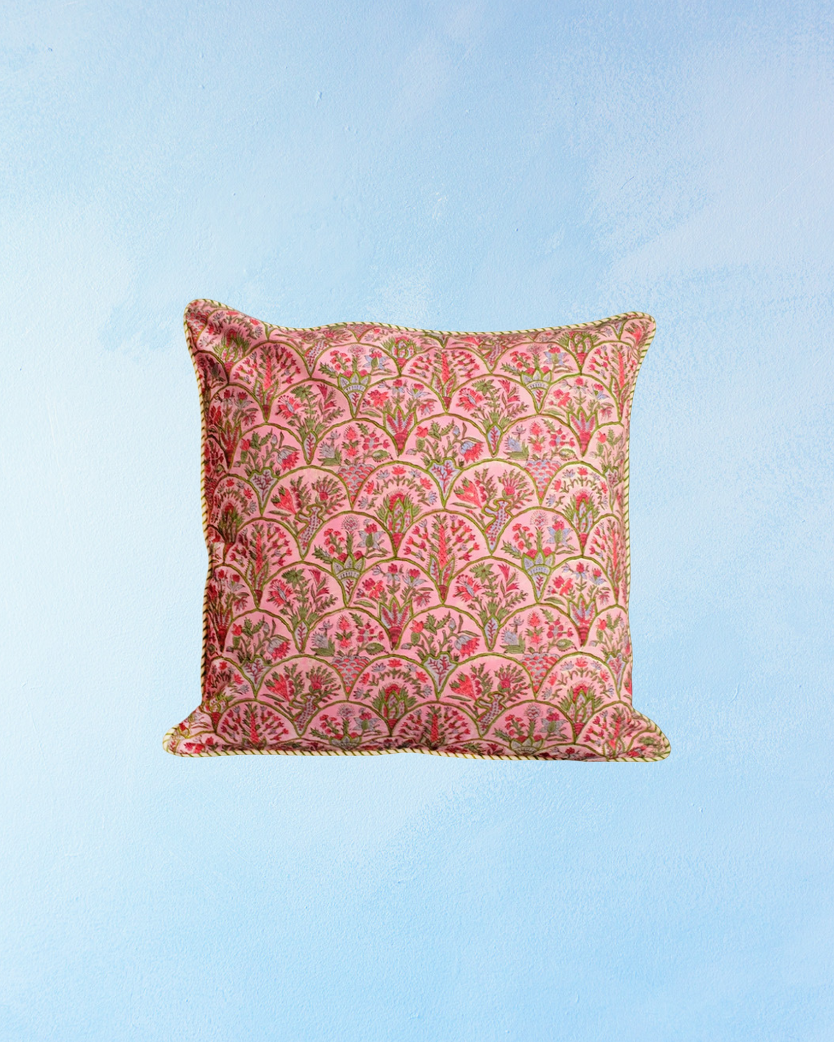 pillow - pink block-print reversible