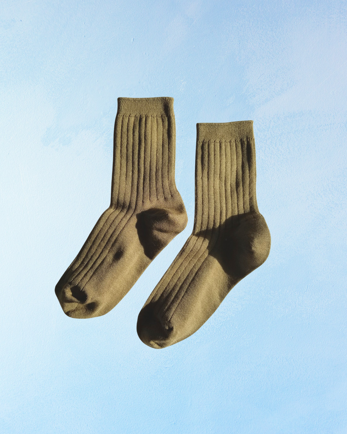 socks - her cotton ribbed - pesto