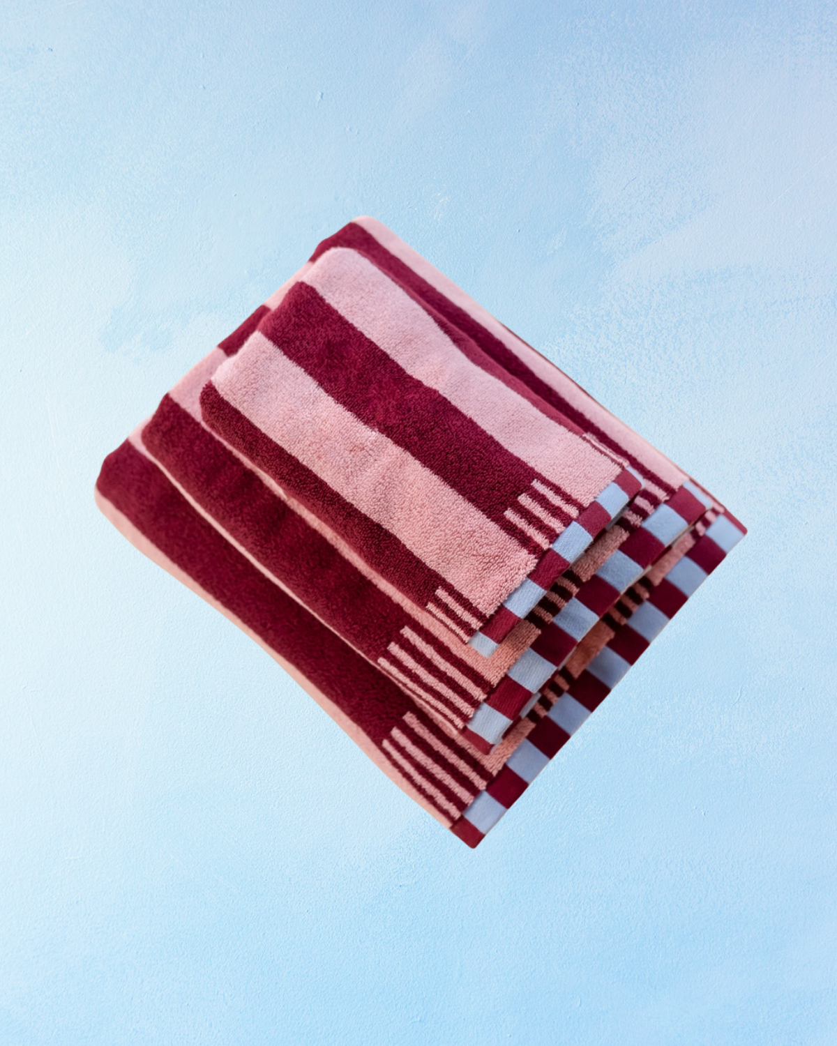 bath towel - pink and burgundy stripe