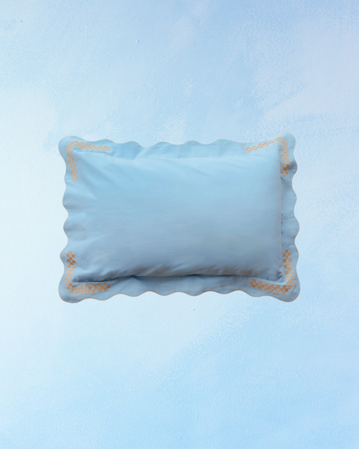 bedding - pillowcases: blue cotton linen