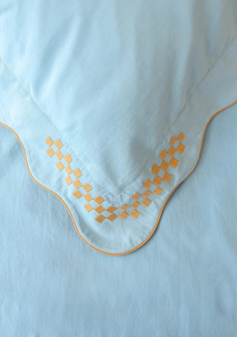 bedding - pillowcases: blue cotton linen