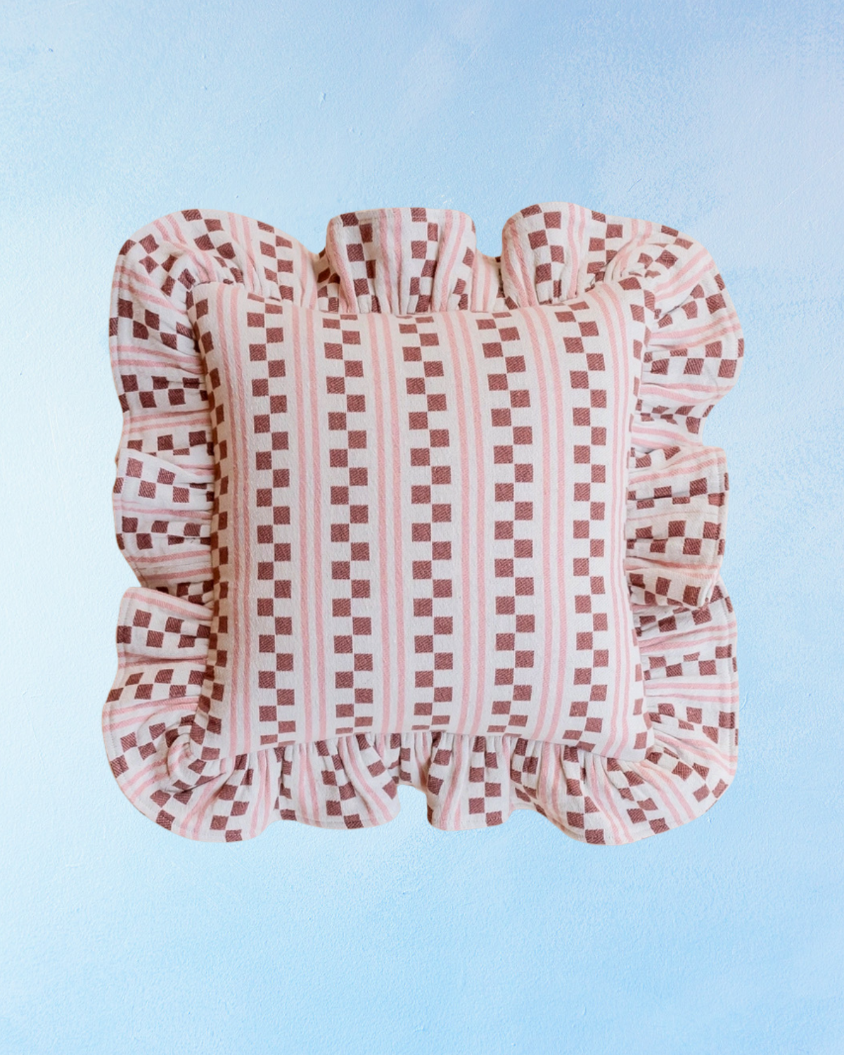 pillow - pink stripe & check (insert included)
