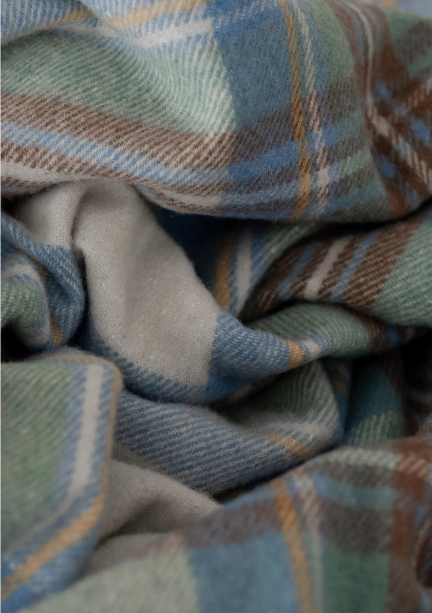 wool picnic blanket - muted blue tartan