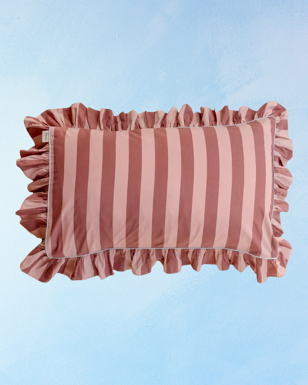 bedding - pillowcases: pink and red stripe ruffle