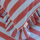 pillowcases - blue & red stripe ruffle