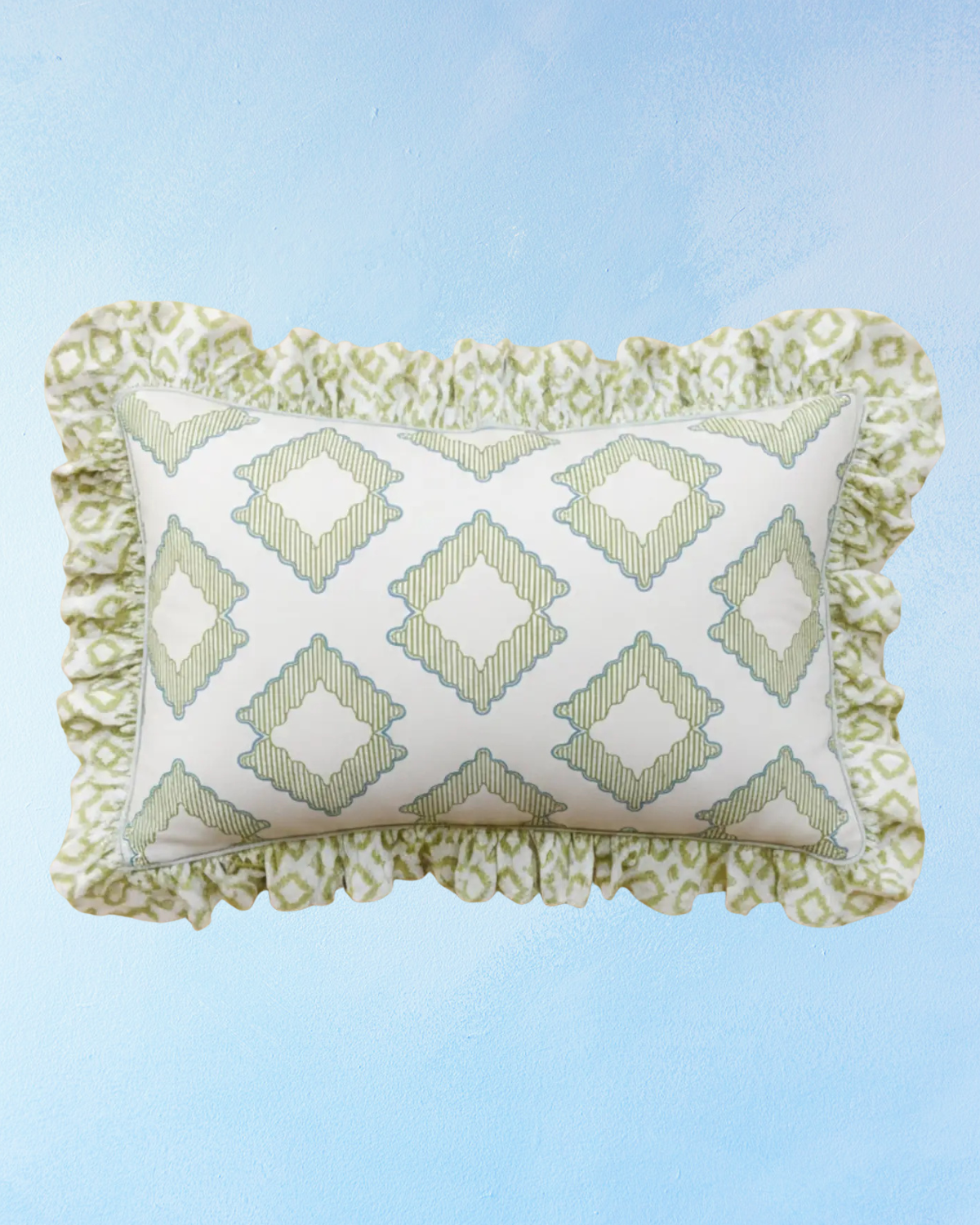 literie - taies d'oreiller : losanges verts
