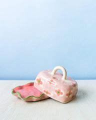 ceramic butter dish - pink