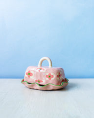 ceramic butter dish - pink