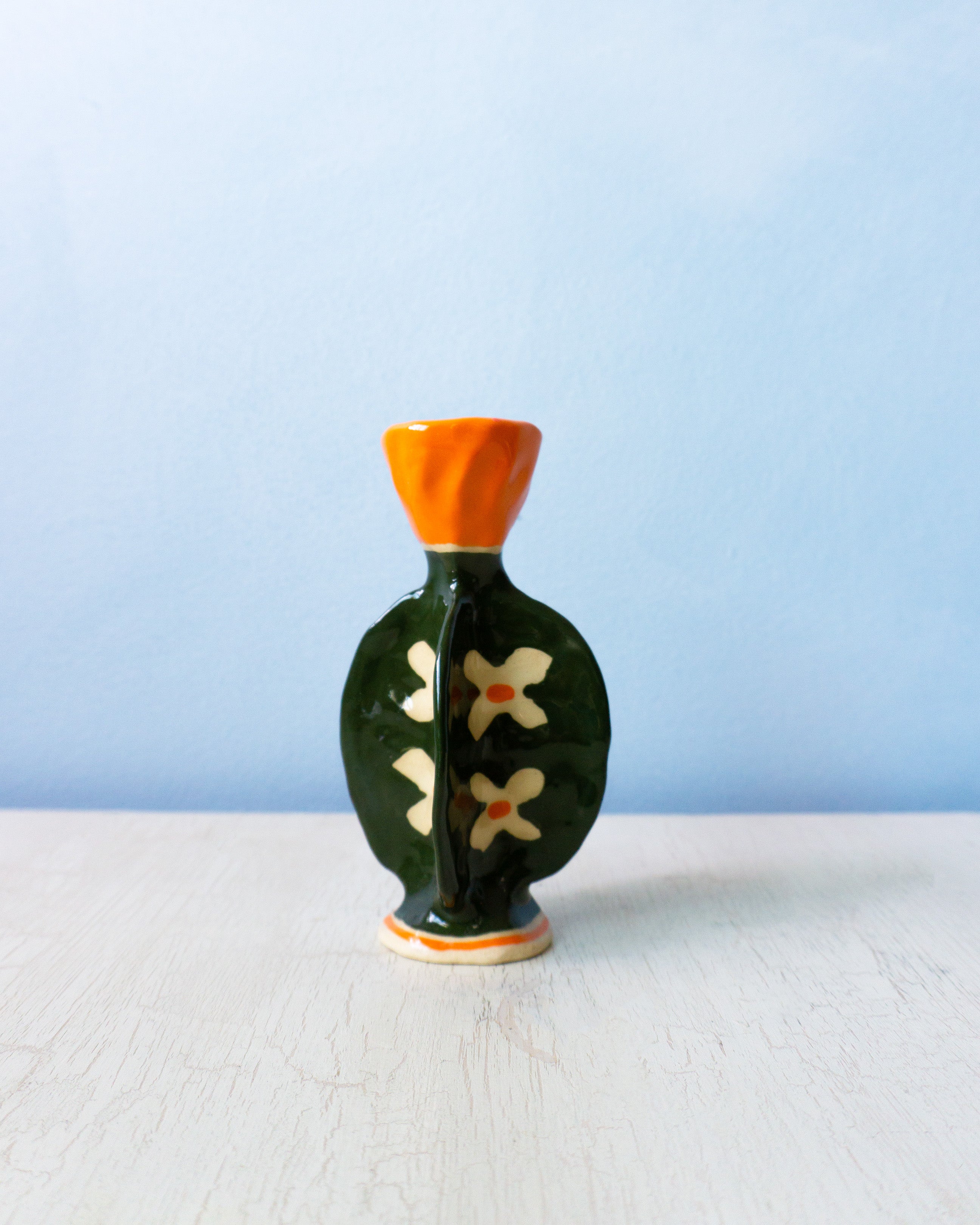 ceramic diamond candle holder - green