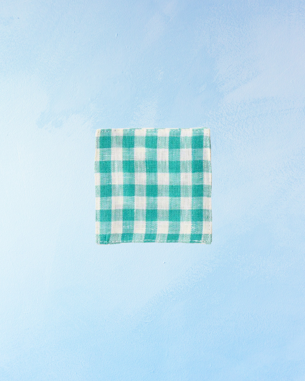 linen coasters - teal gingham