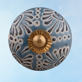 furniture knob - ceramic - steel blue