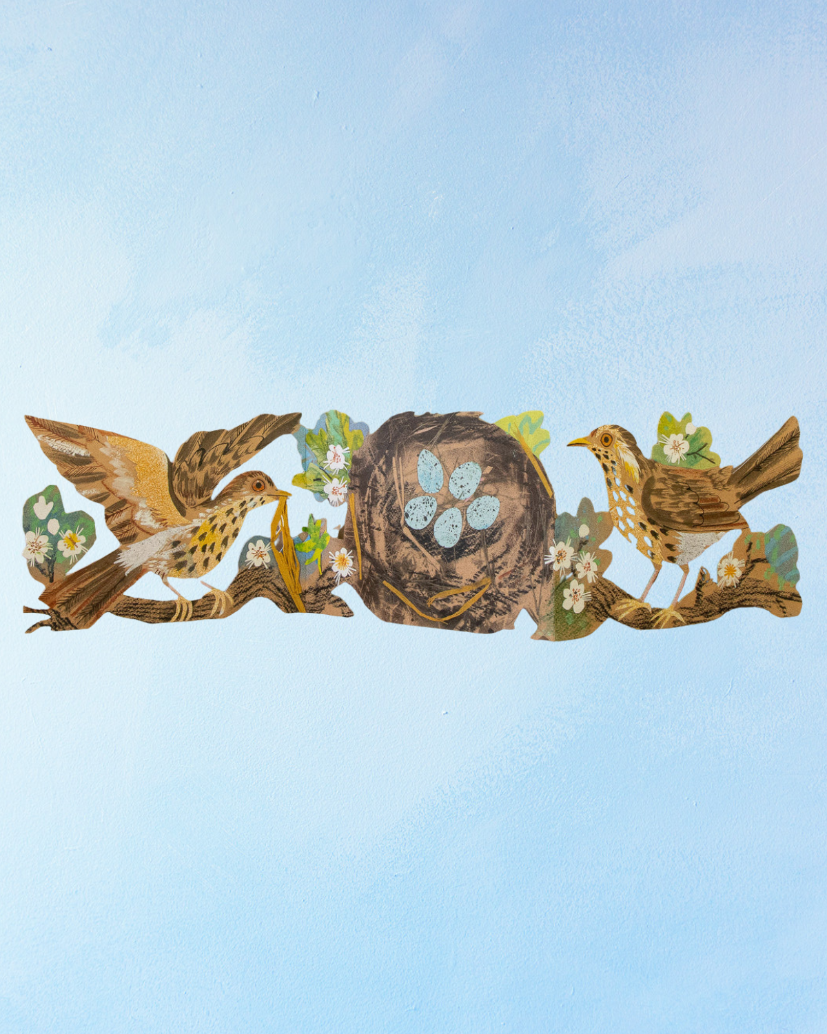 greeting card - bird nest concertina