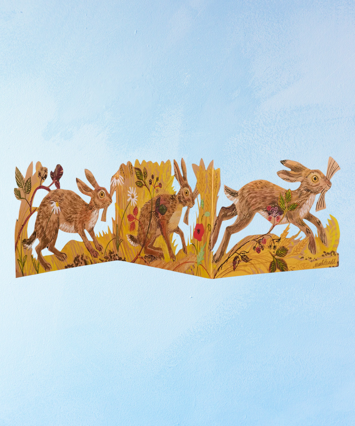 greeting card - three hare concertina