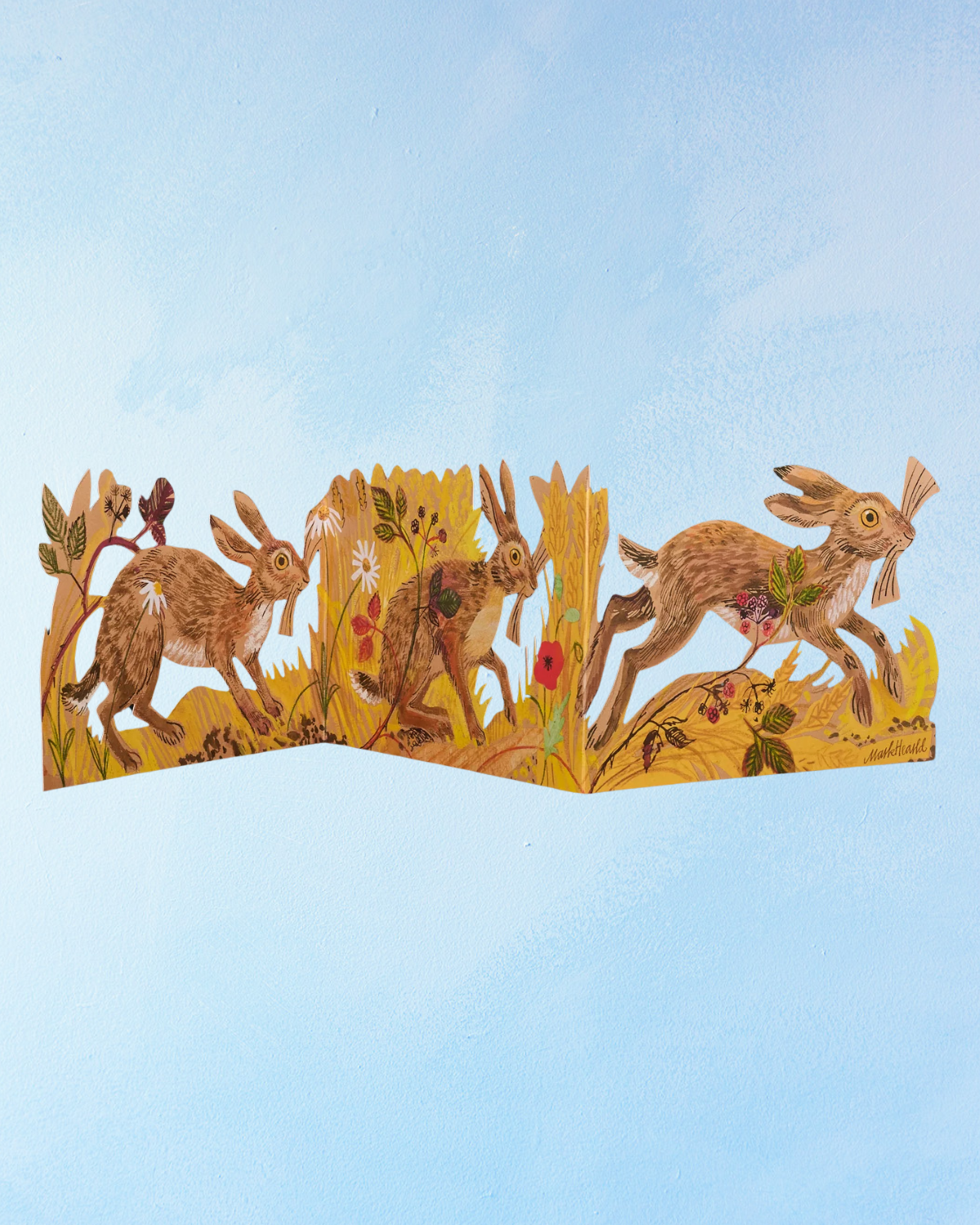 greeting card - three hare concertina