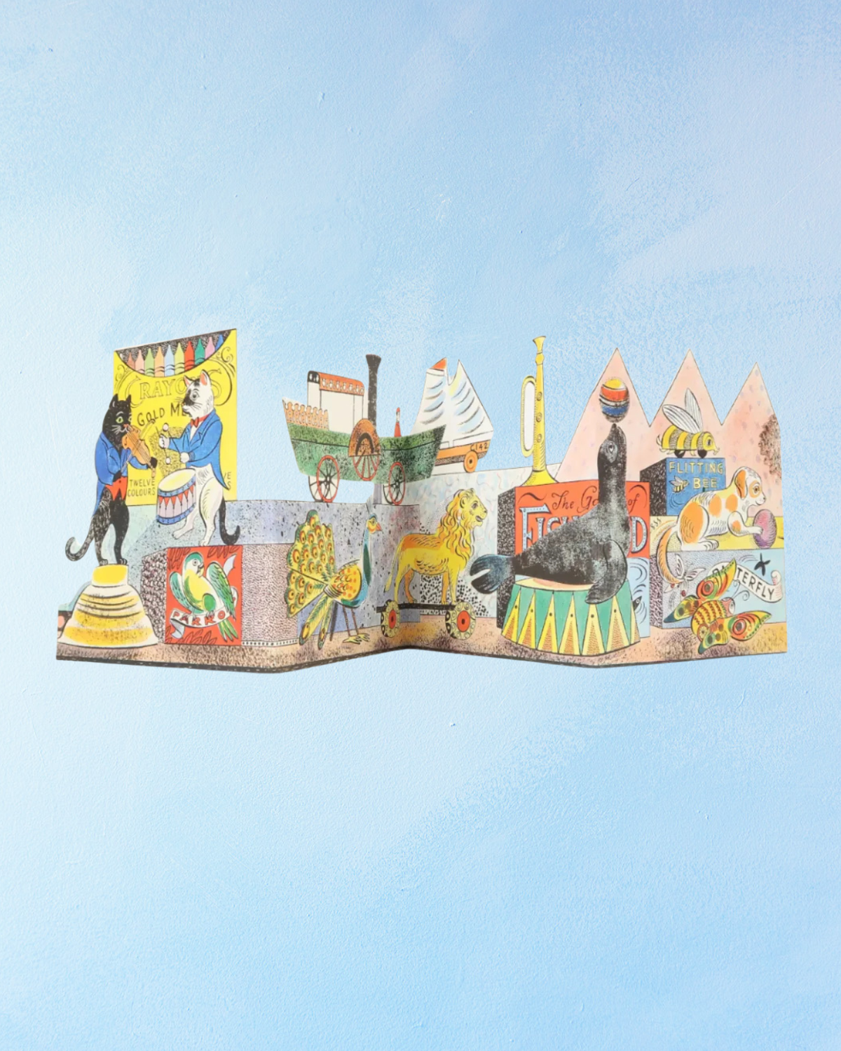 greeting card - tin toys concertina