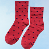 socks - sneaker - tomato and navy hearts