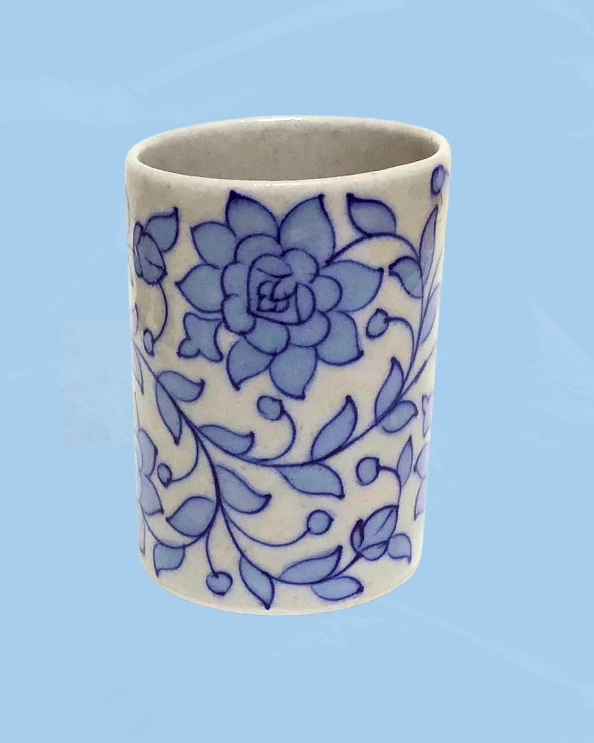 toothbrush vessel - blue pottery (multiple styles)