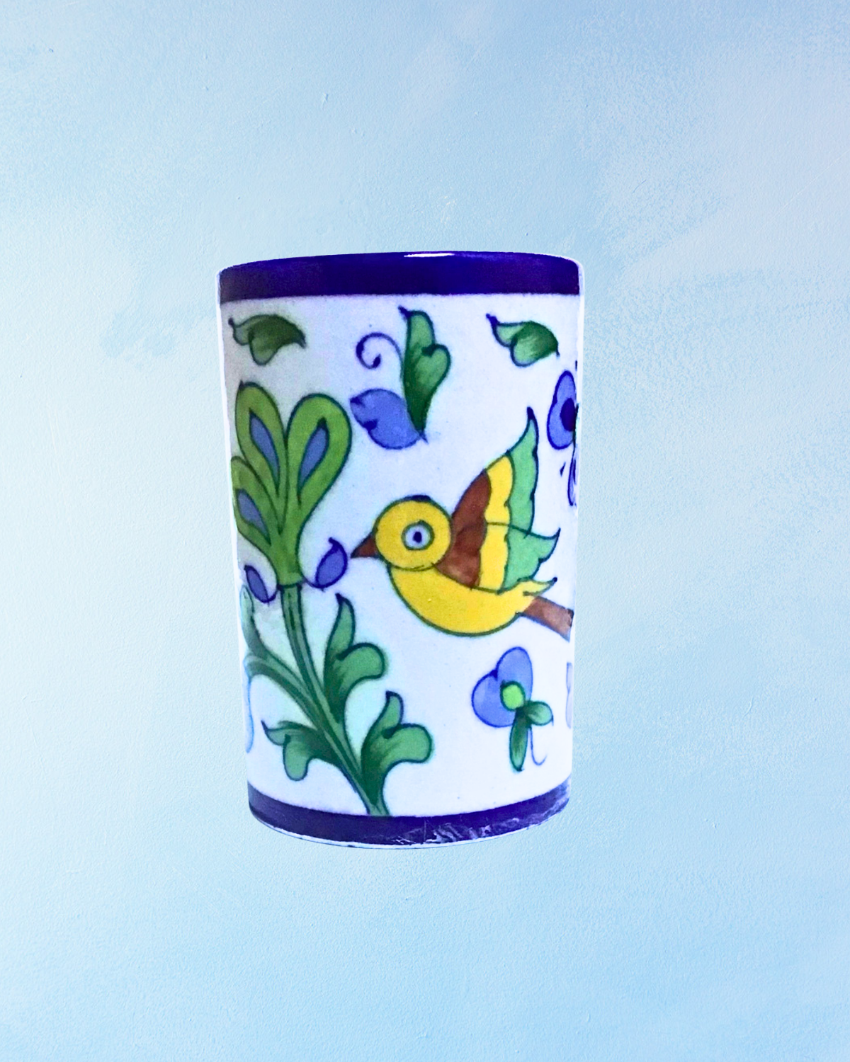 toothbrush vessel - blue pottery (multiple styles)