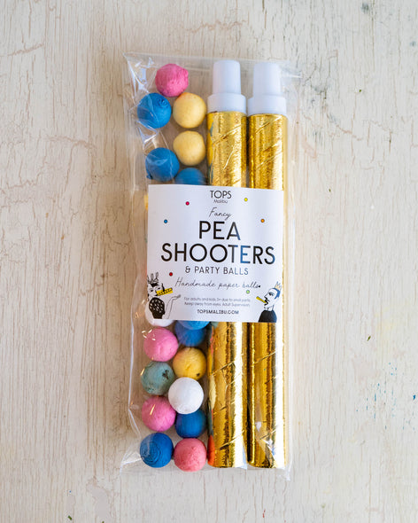 fancy gold pea shooters with colourful paper balls
