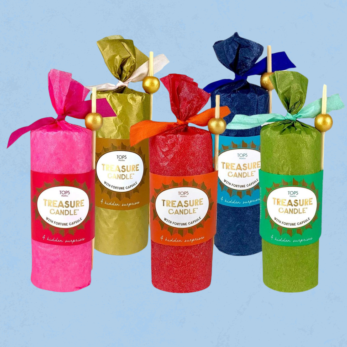 assorted colours of treasure candle