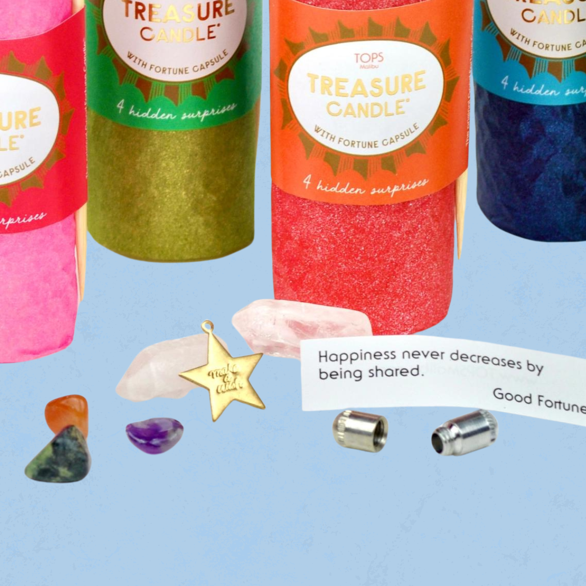 the treasures inside a treasure candle