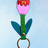 keychain - leather tulip (assorted colours)