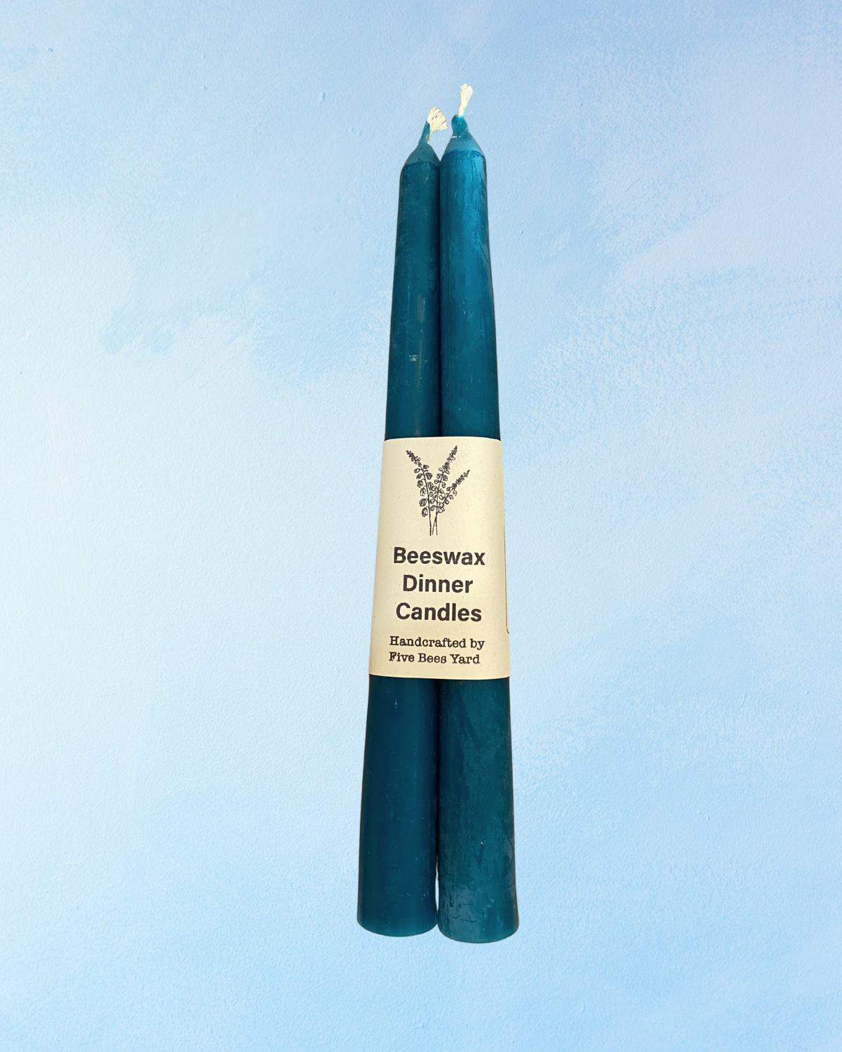 candle - natural dye beeswax tapers - turquoise (set of two)
