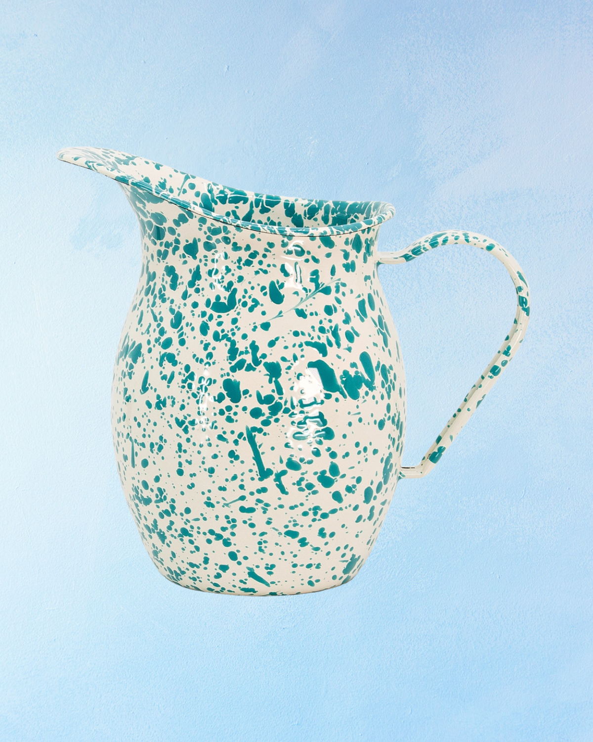enamelware - small pitcher: turquoise splatter