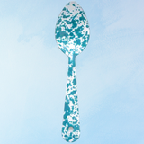 enamelware - small serving spoon - turquoise splatter