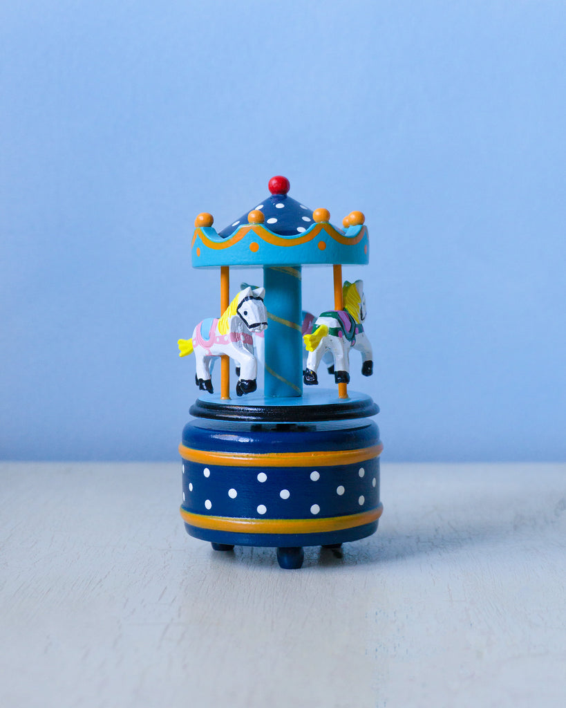 wooden carousel - small double blue