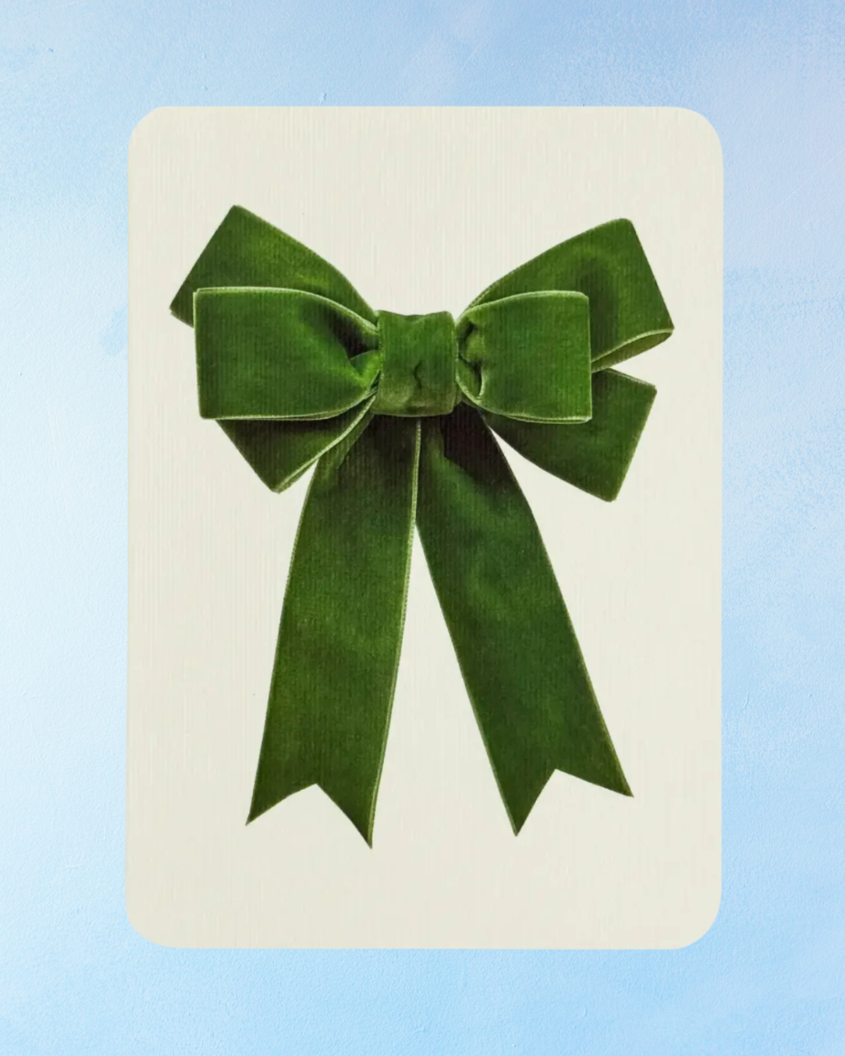 greeting card - green velvet bow