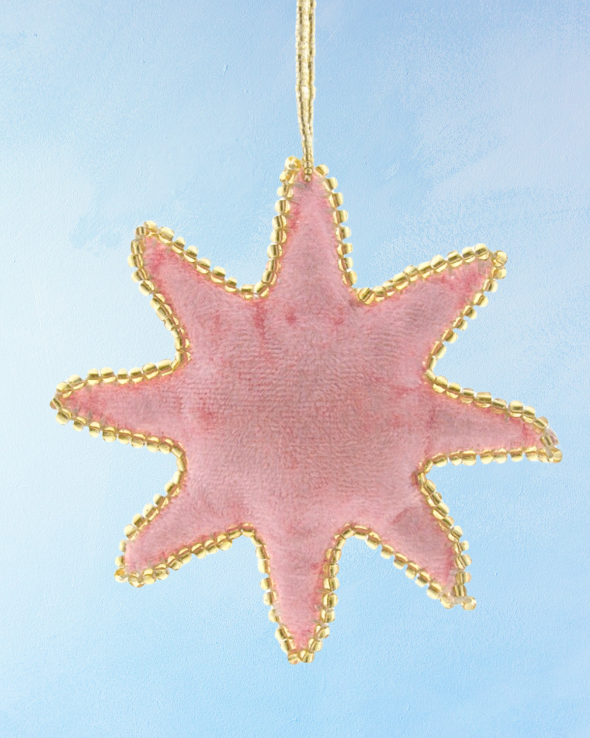 ornament - pink velvet eight point star