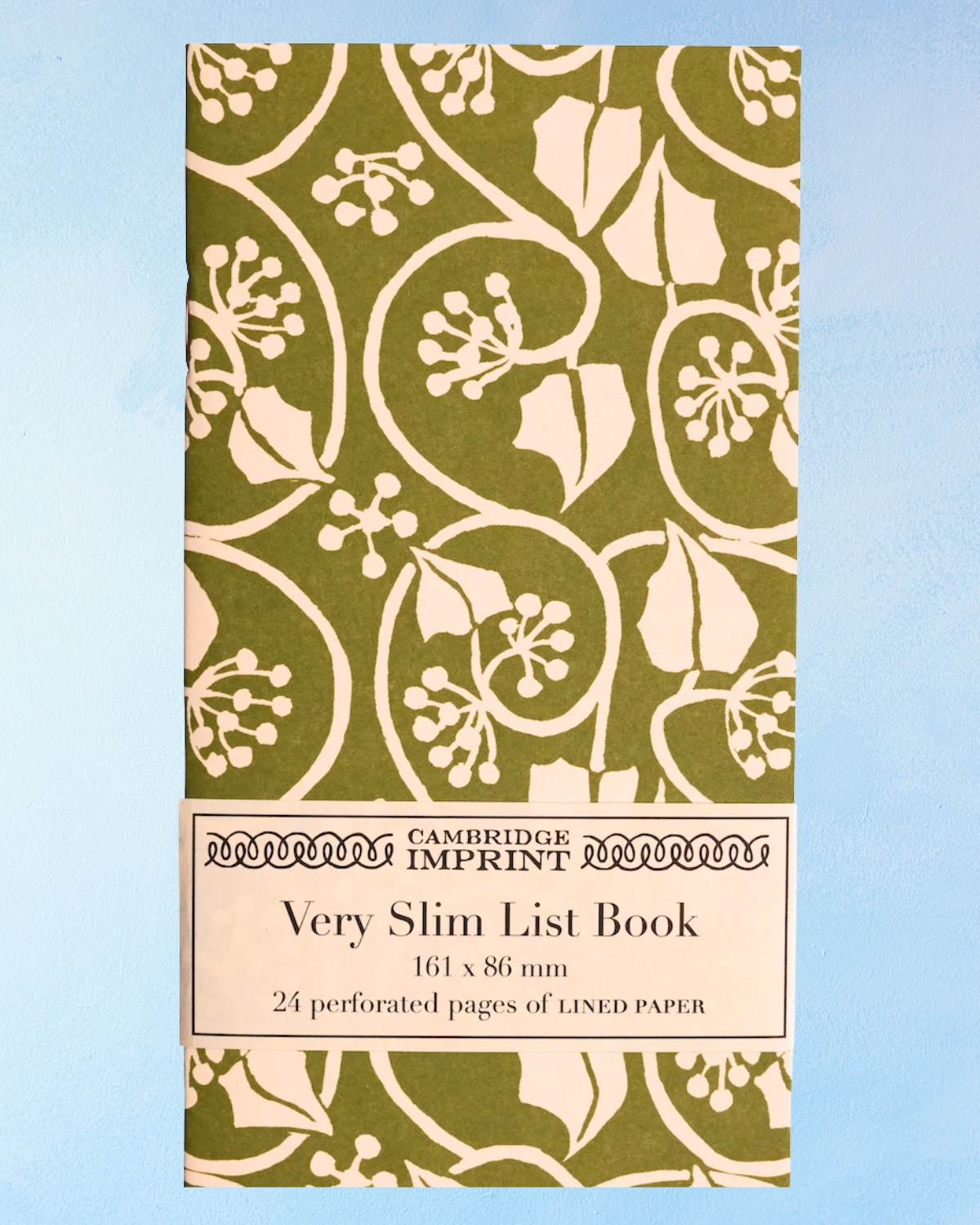 very slim list book - ivy stripe sage green