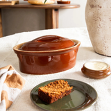 ceramic - vintage small lidded baking dish