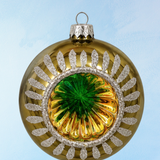 ornament - retro glass bauble - gold and green
