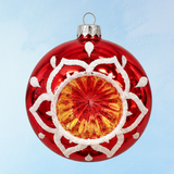 ornament - retro glass bauble - red and orange