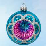 ornament - retro glass bauble - teal and purple