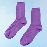 socks - cotton ribbed - violet