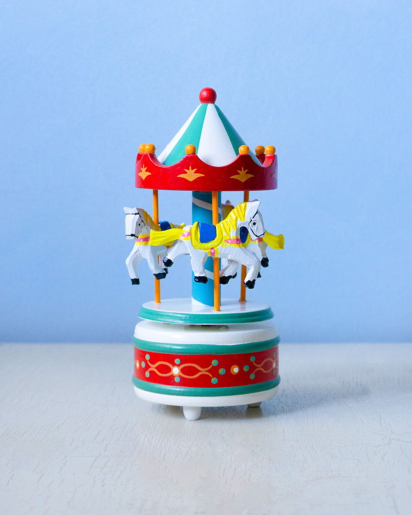 wooden carousel - large red and white