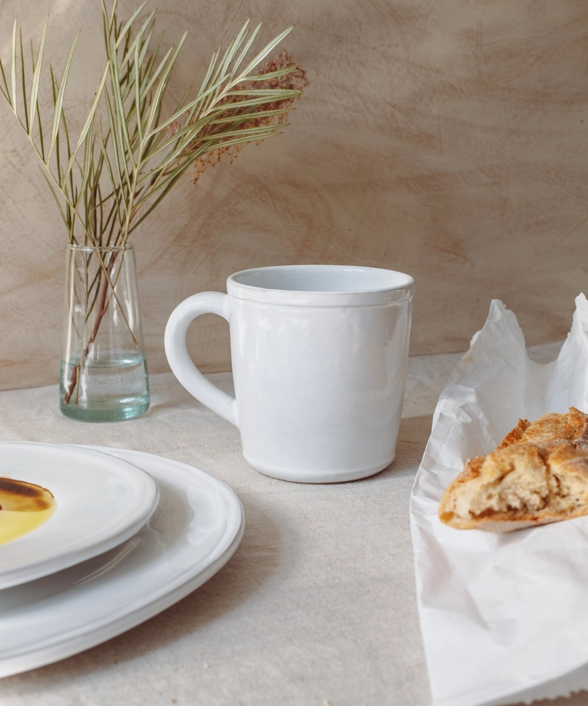 ceramic - milk white oval mug