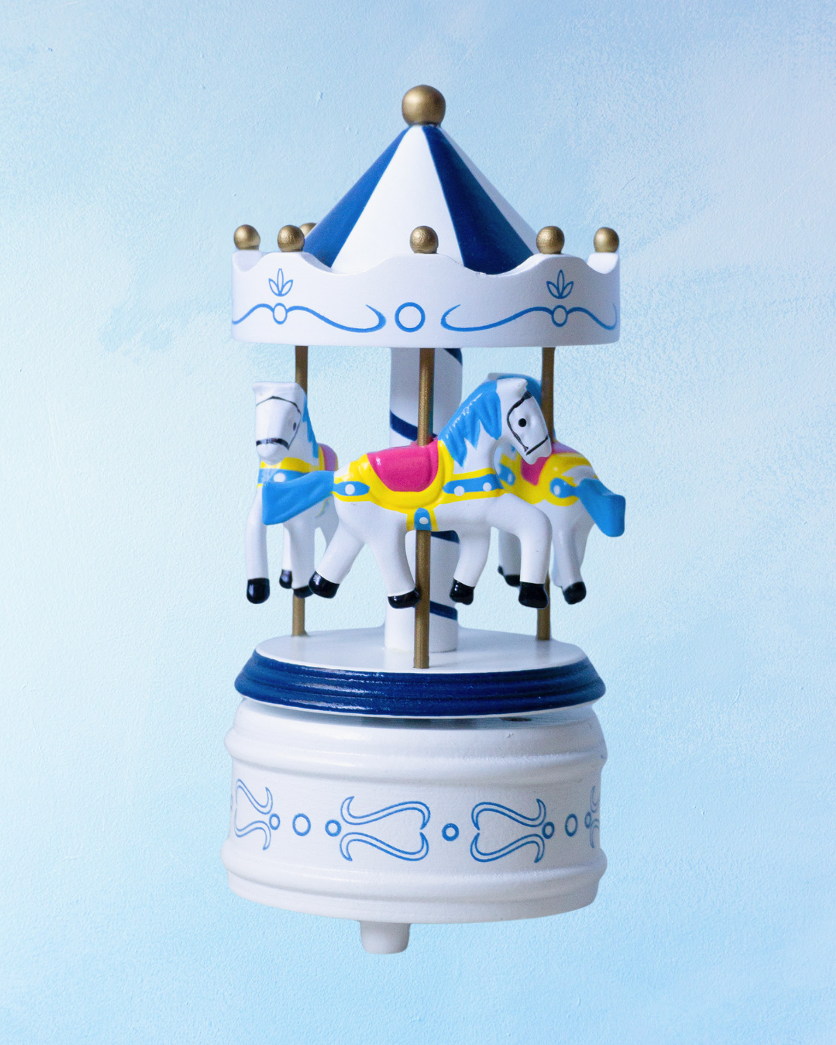 music box  - carousel: blue and white (two sizes)