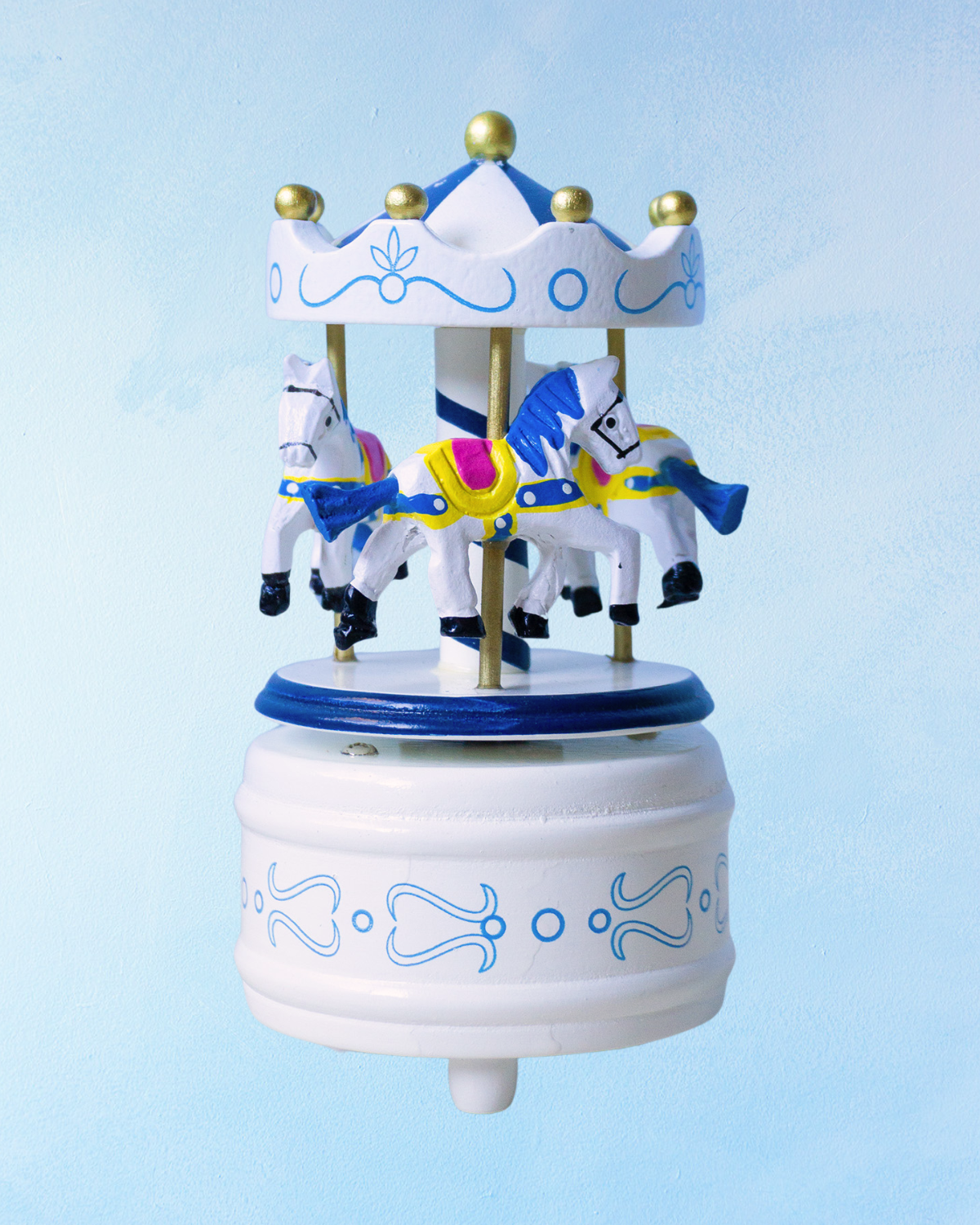 music box  - carousel: blue and white (two sizes)