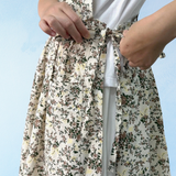tablier - floral double lien - blanc