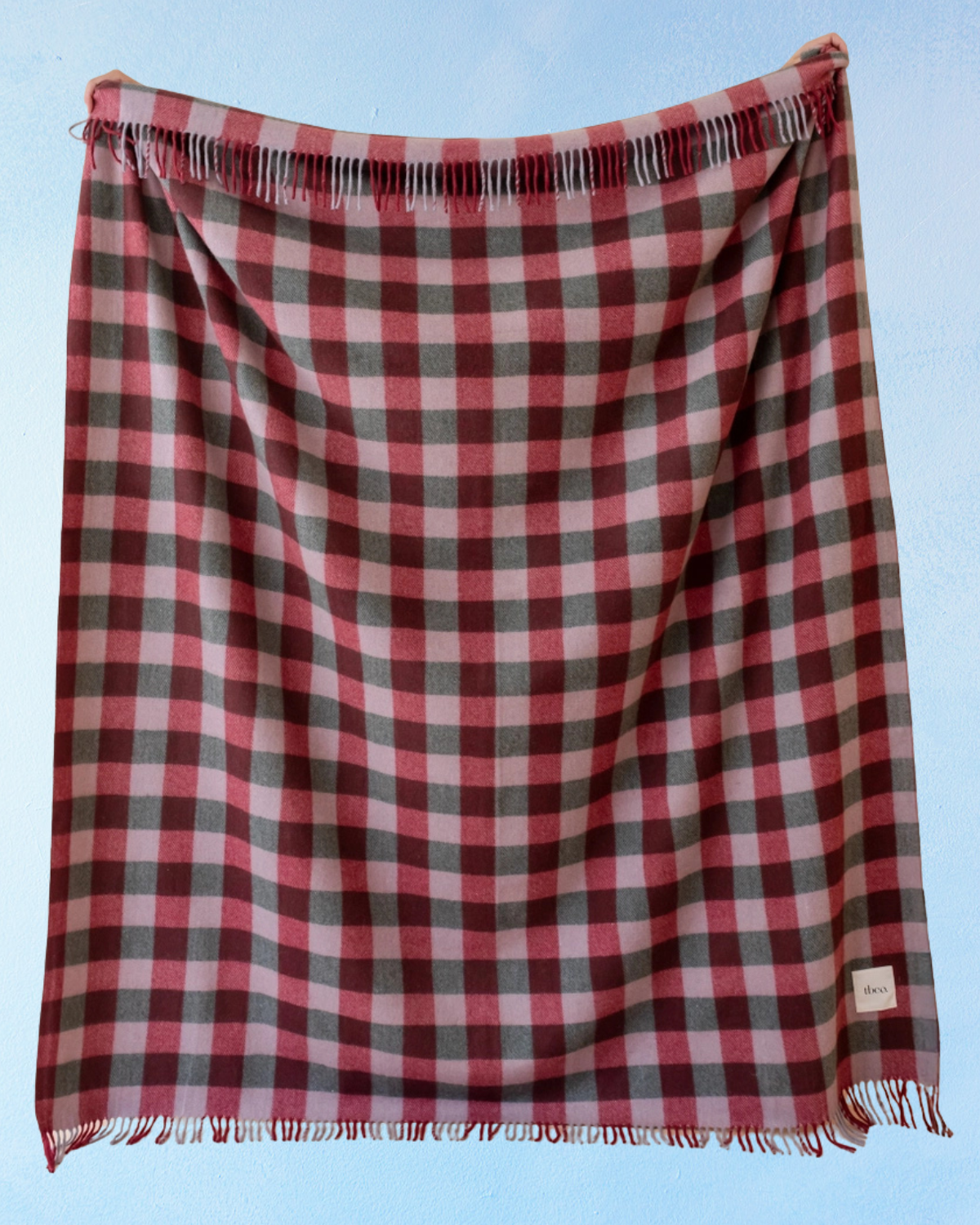 wool blanket - wine gingham