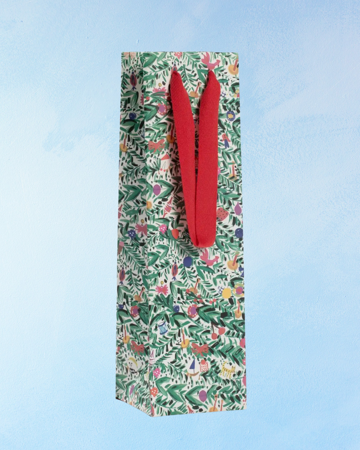 wine gift bag - tinsel on the tree